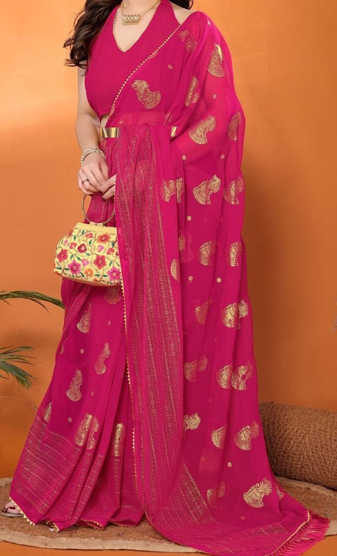 Ethnic Motifs Printed Pure Georgette Saree