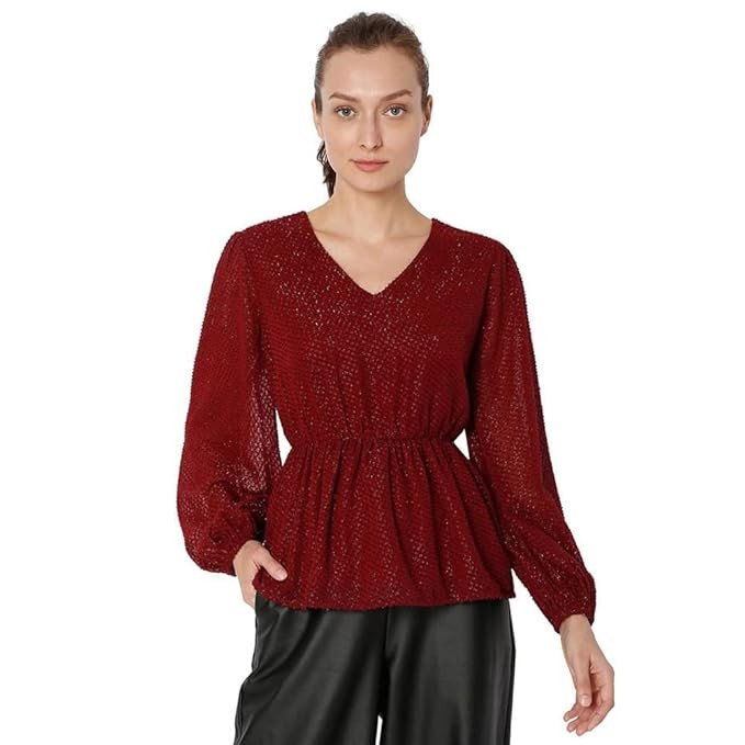 VERO MODA Women's Polyester Regular Fit Blouse Top