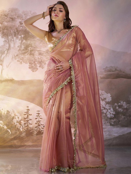 Sequinned Embellished Organza Saree