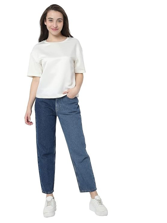 VERO MODA Women's Polyester Regular Fit T-Shirt